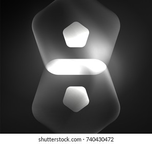 Glowing glass transparent pentagans, geometric abstract digital background. Vector illustration