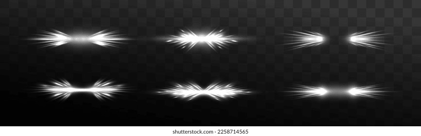 Glowing glass white frames. Glowing billboard. Sparks sparkle with glowing neon white light effects. Set of vector white lenses on a transparent background. Abstract lines of light	