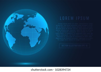 Glowing global network connection. World map mesh and line as global business, composition concept. Vector Illustration.