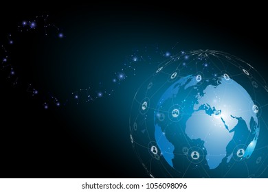 Glowing global network connection. World map mesh and line as business, composition concept. Vector Illustration.