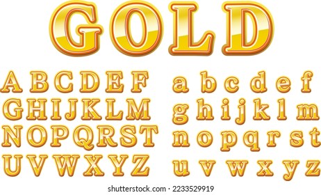 Glowing gold alphabet letters.
（capital letter・lower case letters）