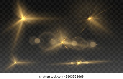 Glowing gold light bursts, lens flare set, radiant sparkles, transparent overlay, warm illumination, starry highlights, soft bokeh, luminous refractions, abstract shining effects, golden glow accents - Powered by Shutterstock - Get 15% off with code: PIKWIZARD15