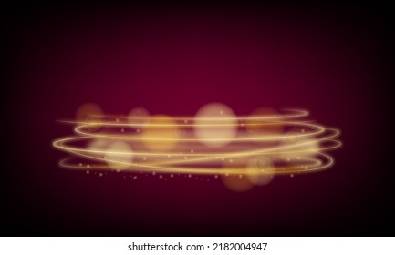 glowing gold ring and bokeh lights on a dark red background
