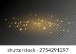Glowing gold and yellow flare laser on transparent background , Light gold effect reflections, neon beam over dark, shine speed flash of light, and sparks	

