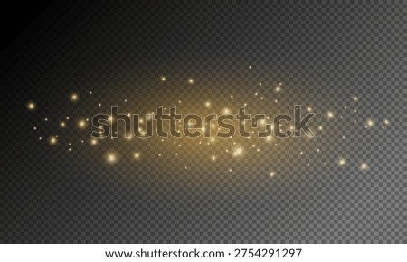 Glowing gold and yellow flare laser on transparent background , Light gold effect reflections, neon beam over dark, shine speed flash of light, and sparks	
