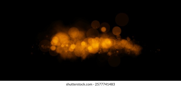 A glowing golden bokeh effect on a black background, creating a warm, magical, and festive atmosphere. The soft, blurred light orbs give a dreamy and elegant visual appeal.