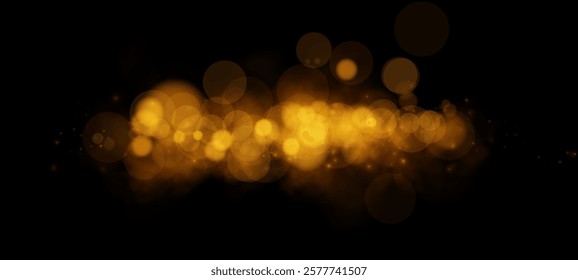 A glowing golden bokeh effect on a black background, creating a warm, magical, and festive atmosphere. The soft, blurred light orbs give a dreamy and elegant visual appeal.