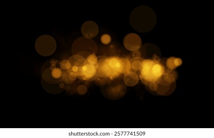 A glowing golden bokeh effect on a black background, creating a warm, magical, and festive atmosphere. The soft, blurred light orbs give a dreamy and elegant visual appeal.