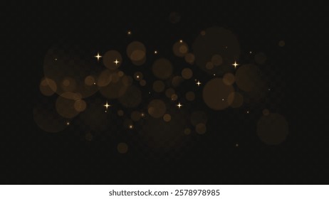 glowing golden bokeh evoking warmth with soft sparkles on dark background , vector graphic .