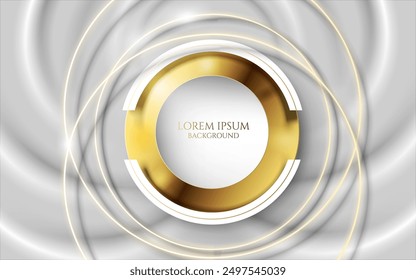 glühende goldene Kreislinien Muster hellweiß digital abstrakt modernen Luxus Hintergrund und Abdeckung Element Vektorgrafik
