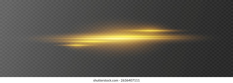 Glowing golden lines of light with motion blur effect. Concept of speed or energy.