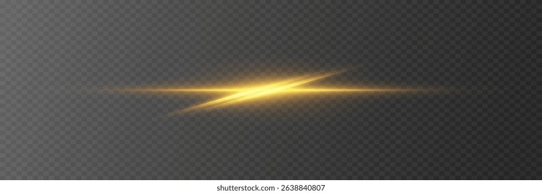 Glowing golden lines of light with motion blur effect. Concept of speed or energy.