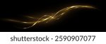 Glowing golden magic light effect. Vector graphics of neon lines motion. Abstract light lines of movement and speed.