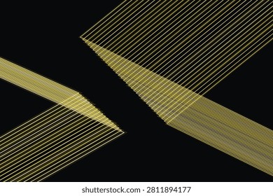Glowing golden parallel line convergence patterns on black lines