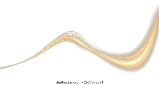 Glowing Golden Spiral Light Trail Effect – Abstract Twisting Shine, Sparkling Energy Line, Futuristic Speed Glow, Magic Swirl Motion Design with Transparency for Illustration or Banner