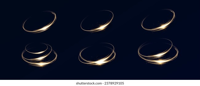 	
Glowing golden spiral. Speed ​​abstract lines effect. Rotating shiny rings. Glowing circular lines. Glowing ring trail. Vector.	