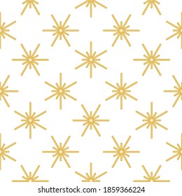 Glowing golden tone abstract snowflakes seamless pattern