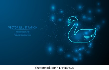 Glowing goose on blue abstract background. 