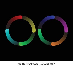 Glowing Gradient Circular Ring Design On Dark Background Or Colorful Neon Circle Segments or Vibrandt Lignt Ring Illustration