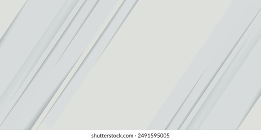 Glowing gray white abstract background paper and layer elements vector, modern black lines.