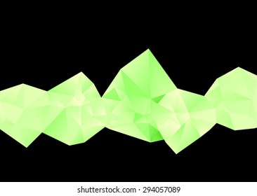 Glowing Green Abstract Low Poly Background Border on Black