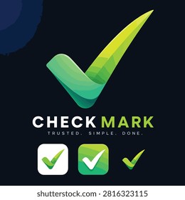 A glowing green check mark icon representing approval trust and confirmation on a dark background