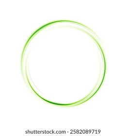 Glowing green circle on white background. Abstract bright ring with backlight. Luxury element for advertising. Vector