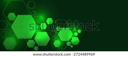 : Glowing green hexagonal technology background