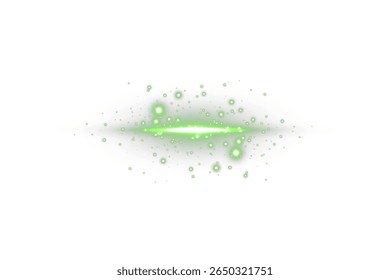 Linha horizontal verde brilhante com brilho de feixe, flare de desfoque e halo de luz suave. Adequado para interfaces de usuário digitais, planos de fundo de movimento, transições tecnológicas ou composições de ficção científica com tema de energia com neo