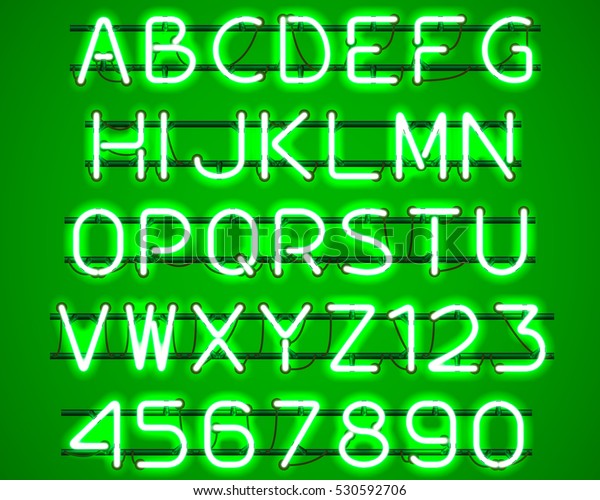 Glowing Green Neon Alphabet Letters Z Stock Vector (Royalty Free) 530592706