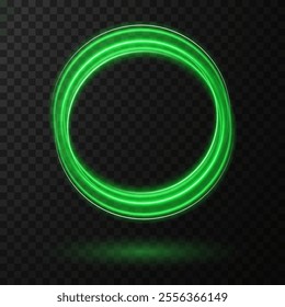 Glowing Green Neon Ring: Abstract Light Circle with Movement and Speed Effect for Dynamic Designs