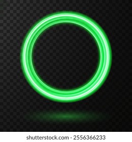 Glowing Green Neon Ring: Abstract Light Circle with Movement and Speed Effect for Dynamic Designs