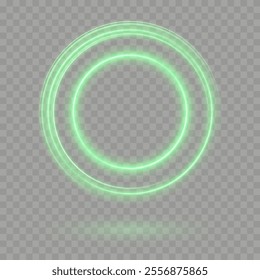 Glowing Green Neon Ring: Abstract Light Circle with Movement and Speed Effect for Dynamic Designs