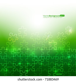 Glowing Green Puzzle Vector Background