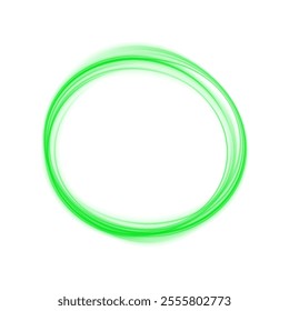 Glowing Green Ring: Neon Light Effect with Abstract Speed Lines and Radiant Glow for Creative Designs