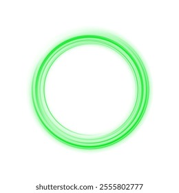 Glowing Green Ring: Neon Light Effect with Abstract Speed Lines and Radiant Glow for Creative Designs