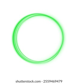 Glowing Green Ring: Neon Light Effect with Abstract Speed Lines and Radiant Glow for Creative Designs