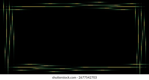 Quadro De Neon Verde E Amarelo Brilhante Sobre Fundo Escuro, Design De Borda Abstrata Futurista, Perfeito Para Tecnologia, Arte Digital E Conceitos De Fundo Gráficos Modernos.