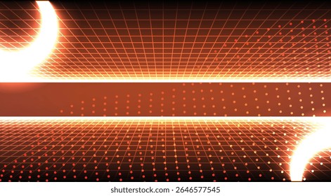Glowing Grid Horizon Digital Background