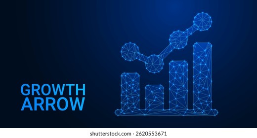 Glowing Growth Arrow Chart: Futuristic Business Success, Financial Progress, and Innovation Concept with Bright Upward Arrow on Digital Background