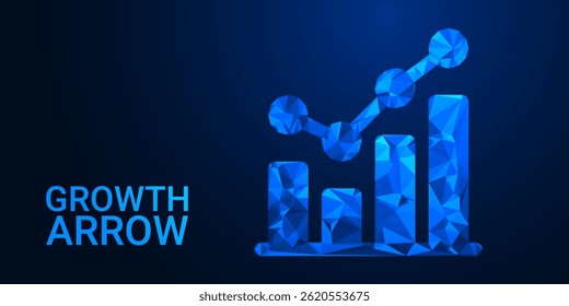 Glowing Growth Arrow Chart: Futuristic Business Success, Financial Progress, and Innovation Concept with Bright Upward Arrow on Digital Background