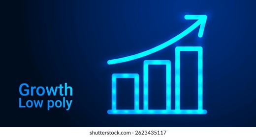 Glowing Growth Arrow Chart: Futuristic Business Success, Financial Progress, and Innovation Concept with Bright Upward Arrow on Digital Background