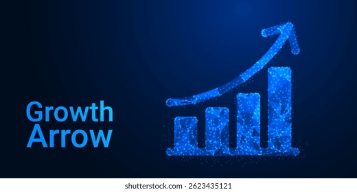 Glowing Growth Arrow Chart: Futuristic Business Success, Financial Progress, and Innovation Concept with Bright Upward Arrow on Digital Background