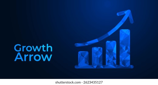 Glowing Growth Arrow Chart: Futuristic Business Success, Financial Progress, and Innovation Concept with Bright Upward Arrow on Digital Background