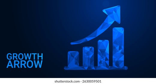 Glowing Growth Arrow Chart: Futuristic Business Success, Financial Progress, and Innovation Concept with Bright Upward Arrow on Digital Background	