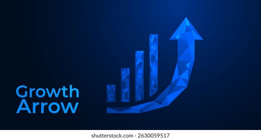 Glowing Growth Arrow Chart: Futuristic Business Success, Financial Progress, and Innovation Concept with Bright Upward Arrow on Digital Background	