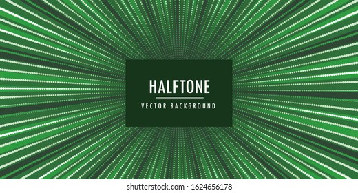 Glowing halftone background with lens flares on green
