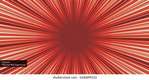 Glowing halftone background with lens flares on red