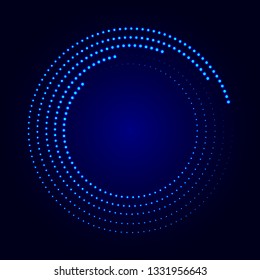 Glowing halftone dots circle. Abstract neon lights background for your design. Vector illustration