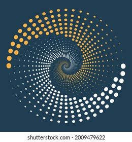 Círculo de puntos de semitono brillante, elementos gráficos auxiliares para diseños, fondo del vector abstracto